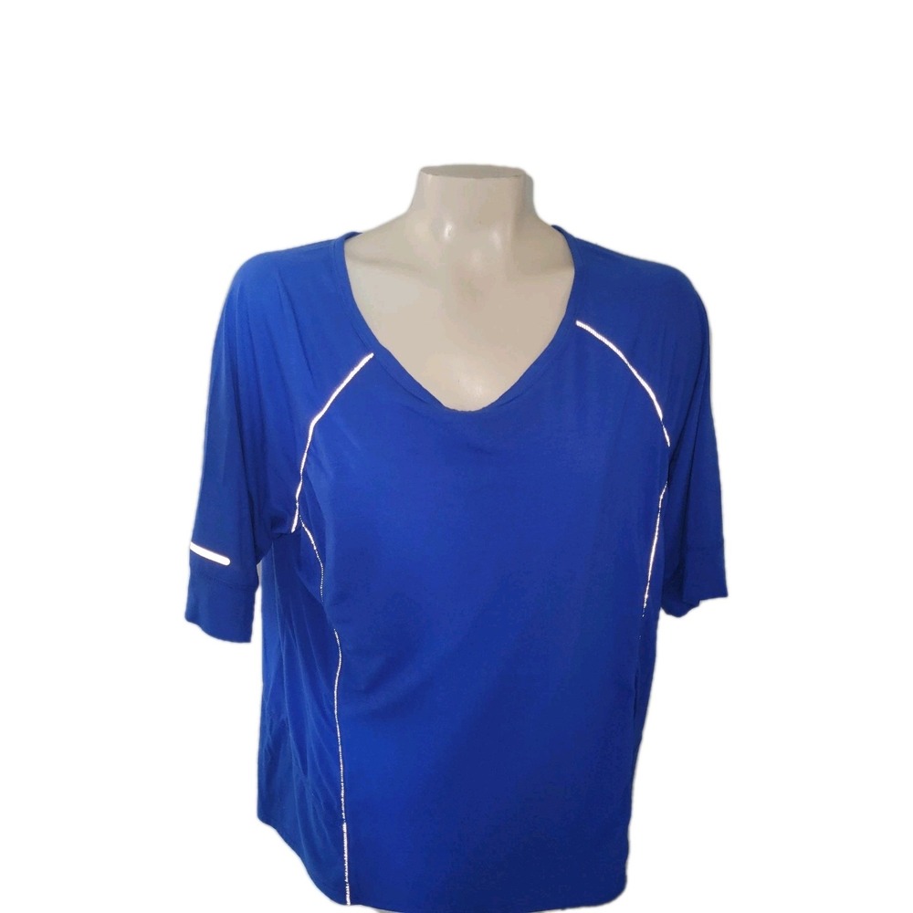 TANGERINE Blue Athletic Top Reflective Running‎ Shirt Workout Activewear Plus 2X